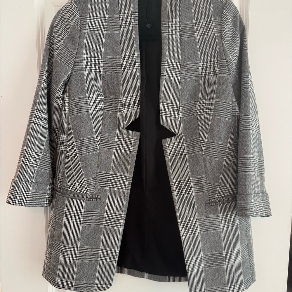 Gray Plaid Women's Coat Blazer